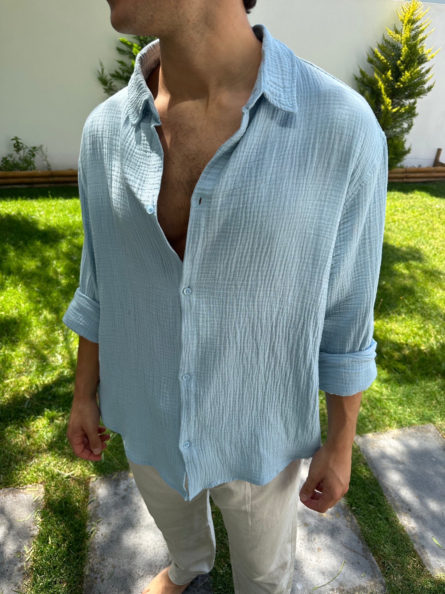 Lightweight Cotton Shirt Light Blue