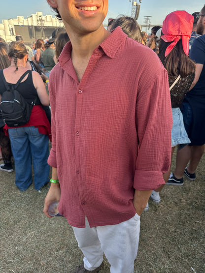 Lightweight Cotton Shirt Bordeaux
