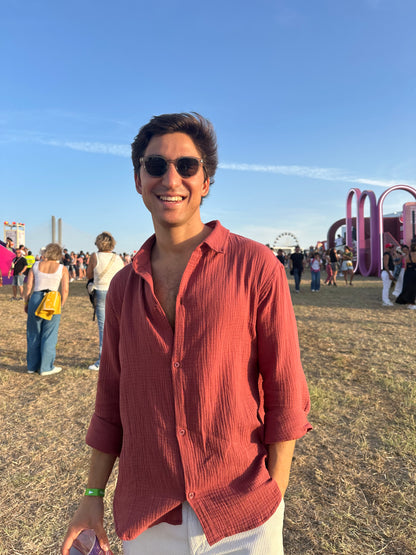 Lightweight Cotton Shirt Bordeaux