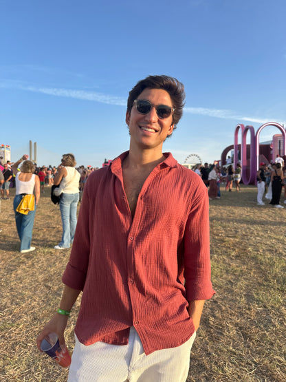 Lightweight Cotton Shirt Bordeaux