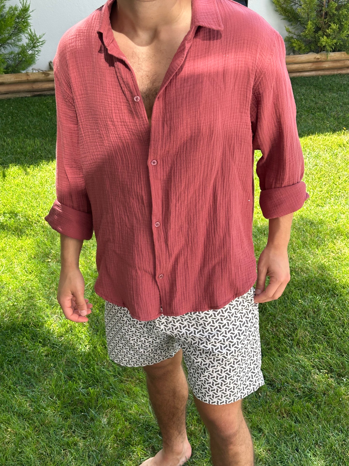 Lightweight Cotton Shirt Bordeaux