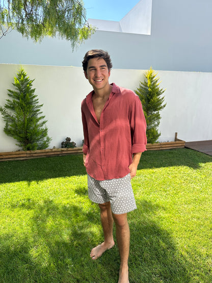 Lightweight Cotton Shirt Bordeaux