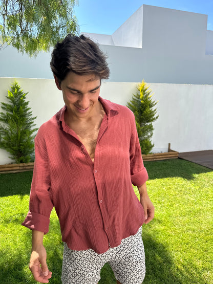 Lightweight Cotton Shirt Bordeaux