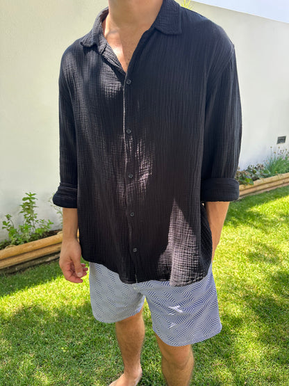 Lightweight Cotton Shirt Black