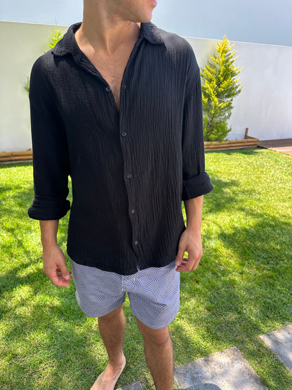 Lightweight Cotton Shirt Black