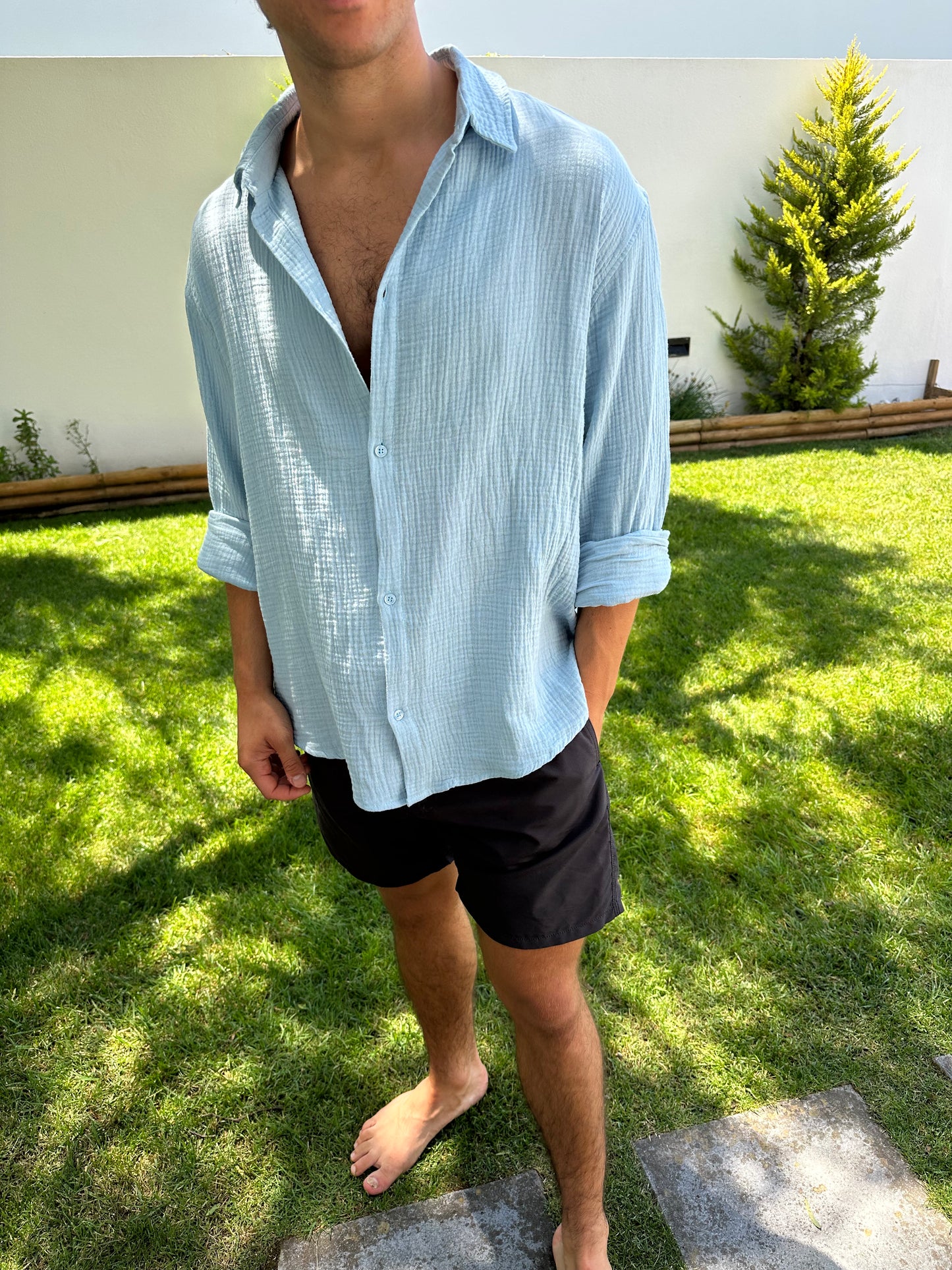 Lightweight Cotton Shirt Light Blue
