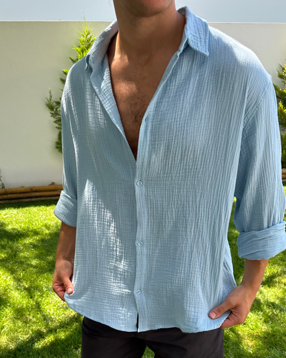 Lightweight Cotton Shirt Light Blue