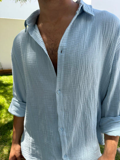 Lightweight Cotton Shirt Light Blue