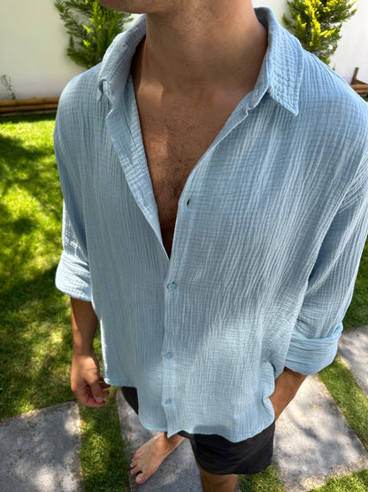 Lightweight Cotton Shirt Light Blue