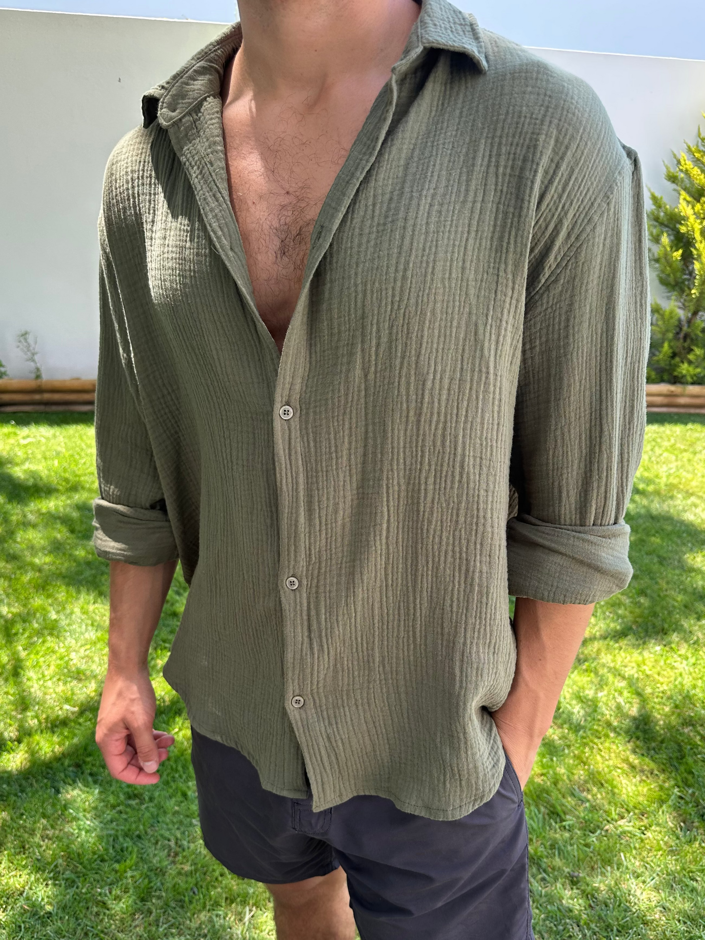 Lightweight Cotton Shirt Kaki