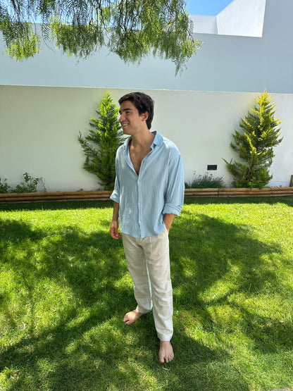 Lightweight Cotton Shirt Light Blue