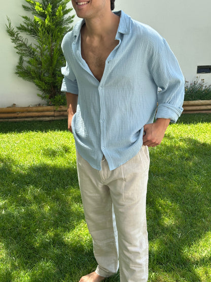 Lightweight Cotton Shirt Light Blue