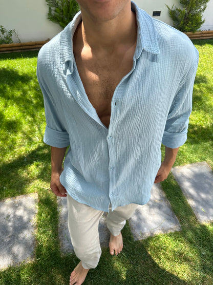 Lightweight Cotton Shirt Light Blue