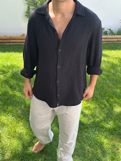 Lightweight Cotton Shirt Black