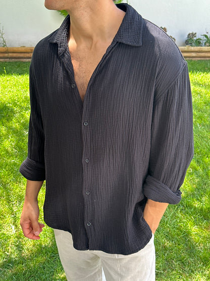Lightweight Cotton Shirt Black