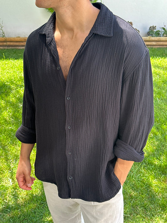 Lightweight Cotton Shirt Black