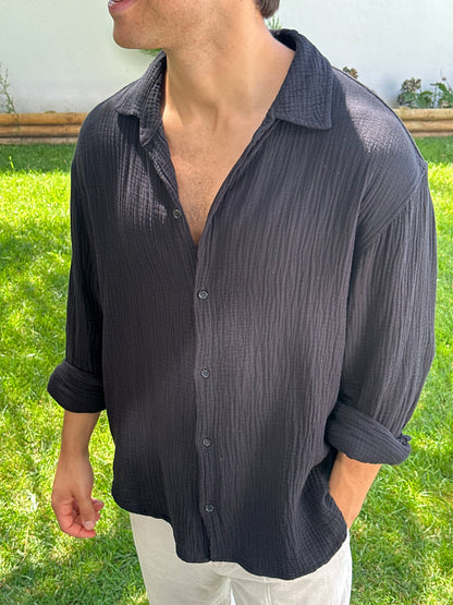 Lightweight Cotton Shirt Black