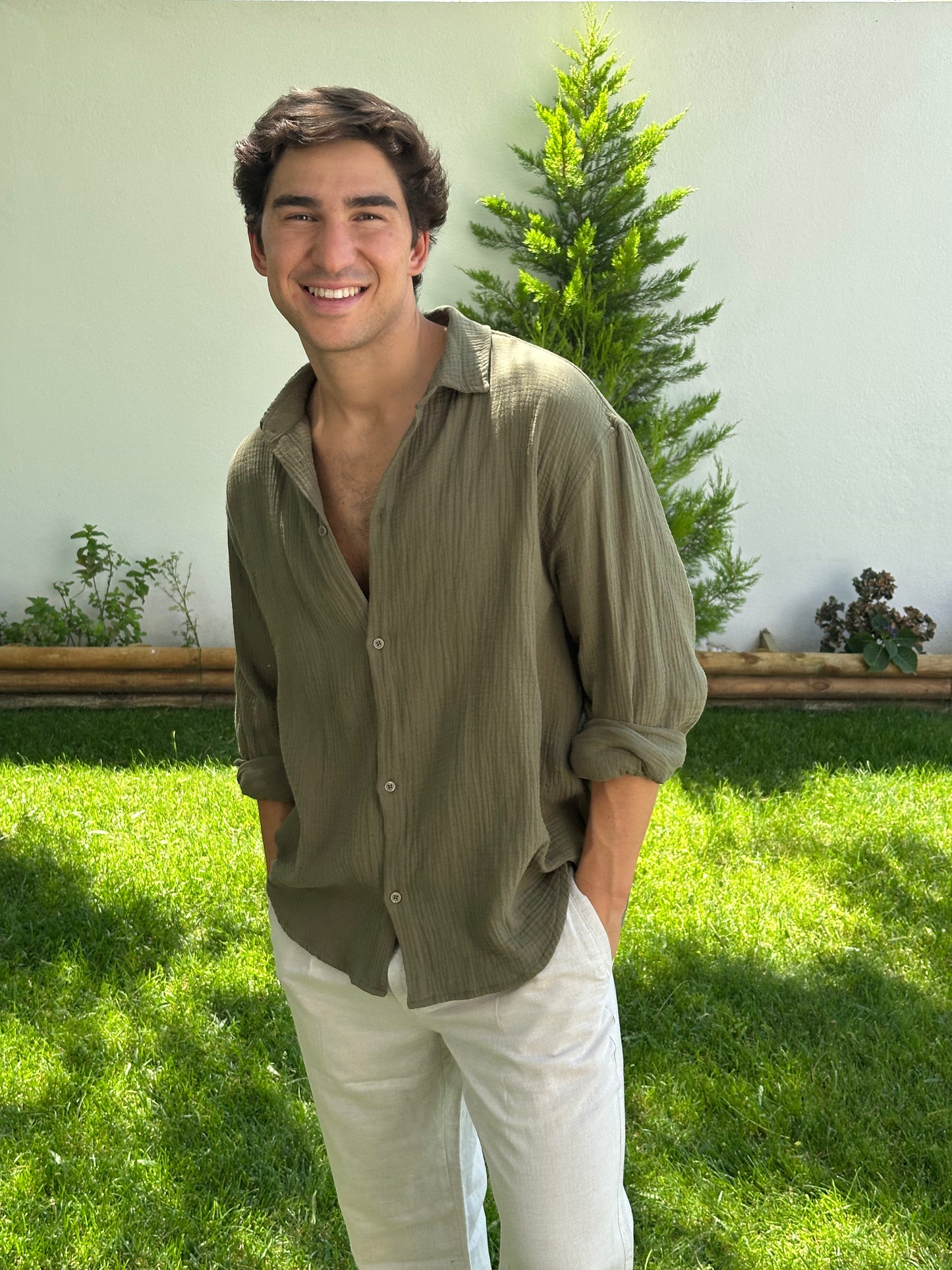 Lightweight Cotton Shirt Kaki