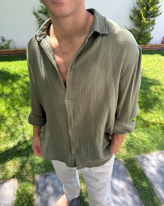 Lightweight Cotton Shirt Kaki