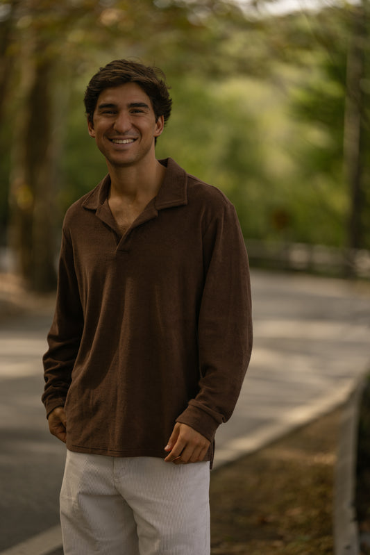 Longsleeve Terry Polo Brown