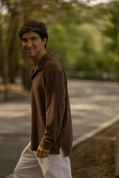 Longsleeve Terry Polo Brown