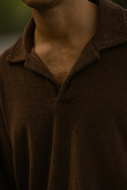 Longsleeve Terry Polo Brown