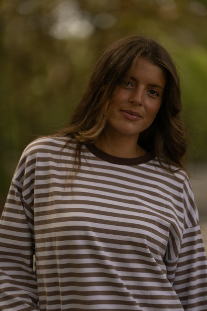 Longsleeve riscas Castanho