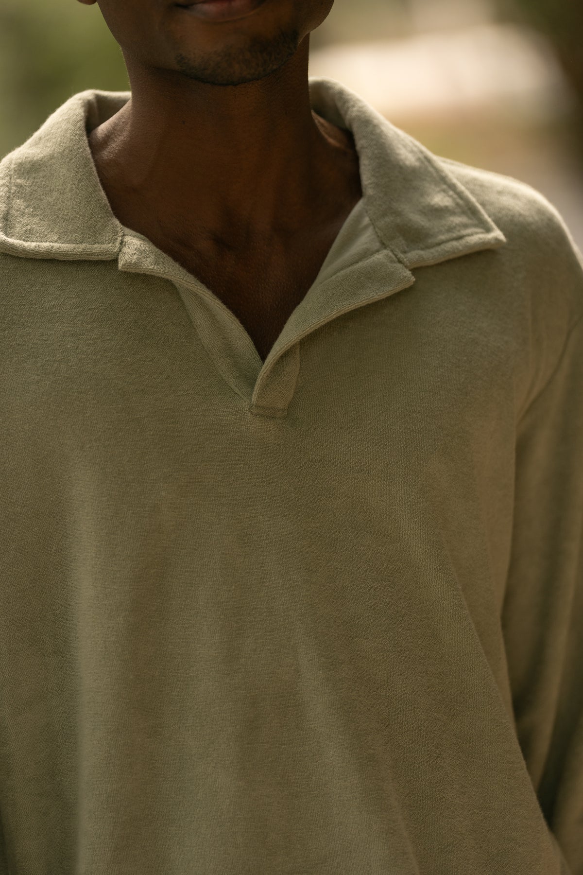 Longsleeve Terry Polo Sage Green