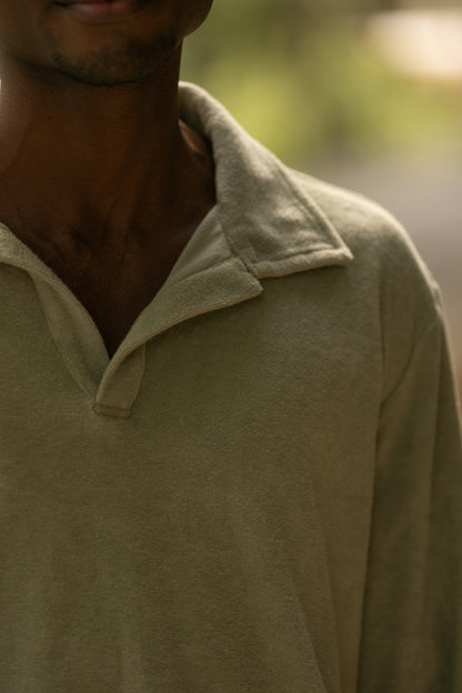 Longsleeve Terry Polo Sage Green