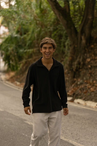 Longsleeve Terry Polo Essential Black