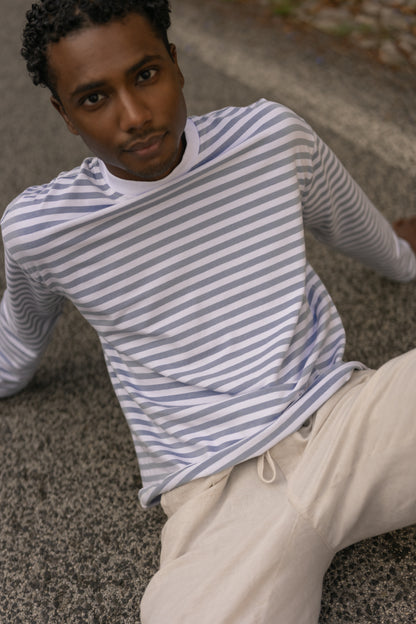 Longsleeves riscas Light Blue