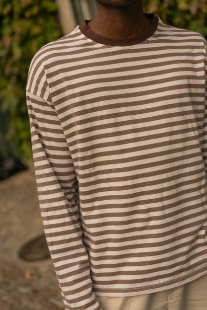 Longsleeve riscas Castanho
