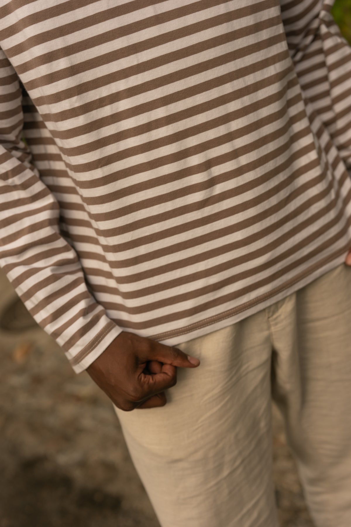 Longsleeve riscas Castanho
