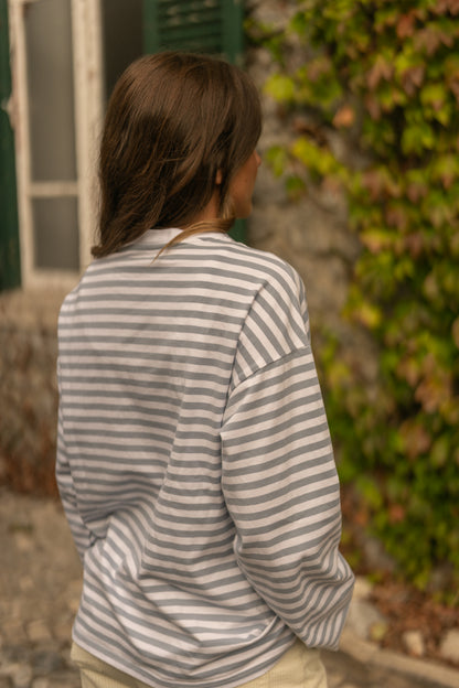 Longsleeves riscas Light Blue