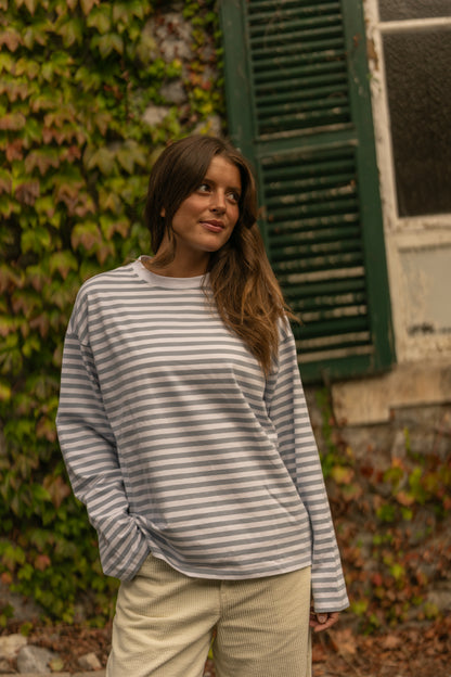 Longsleeves riscas Light Blue