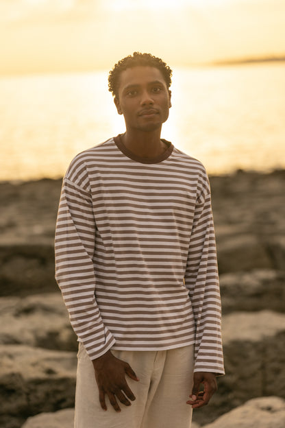 Longsleeve riscas Castanho