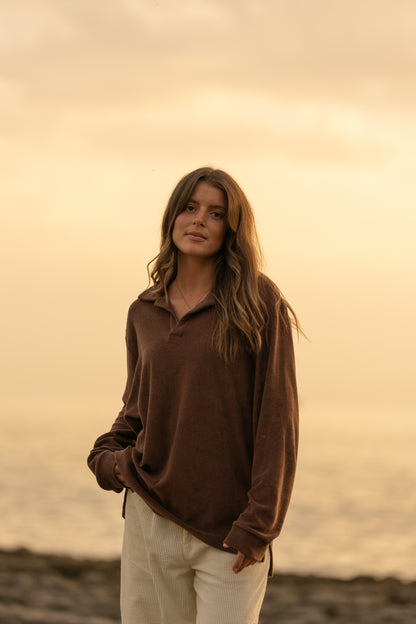 Longsleeve Terry Polo Brown