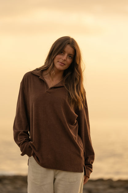 Longsleeve Terry Polo Brown