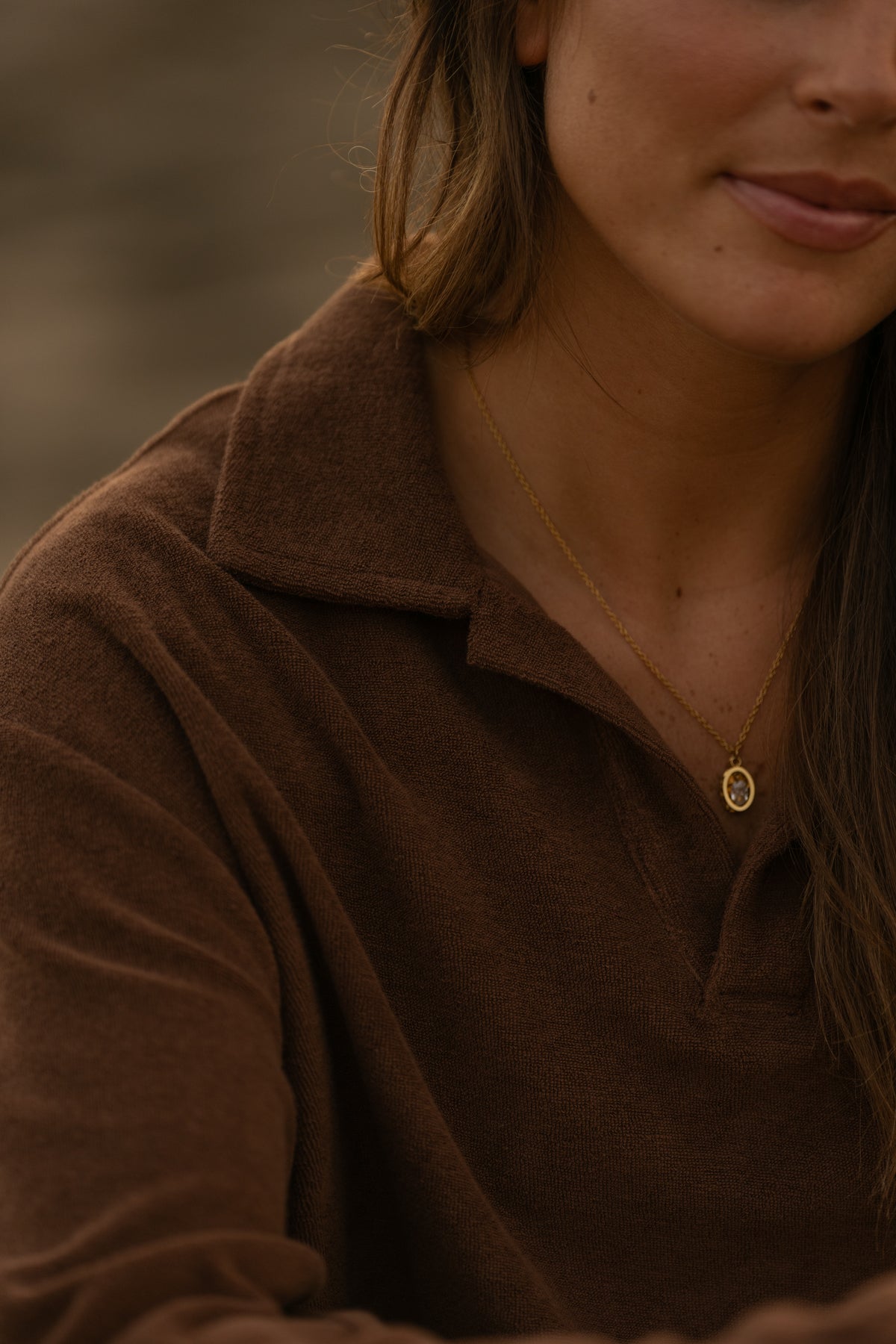 Longsleeve Terry Polo Brown