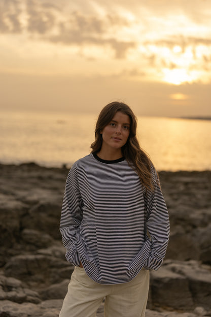 Longsleeve riscas Pretas